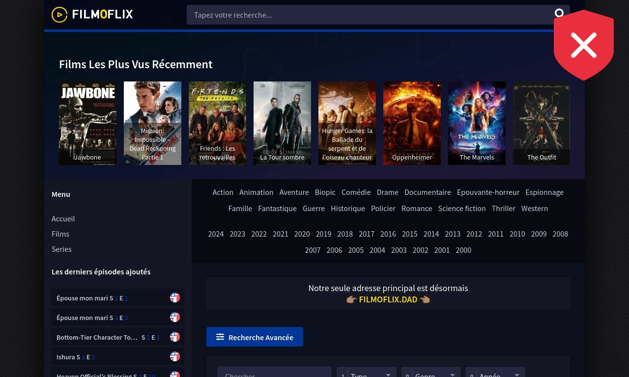 Avis Filmoflix.dad | Indice de confiance faible : 25 %