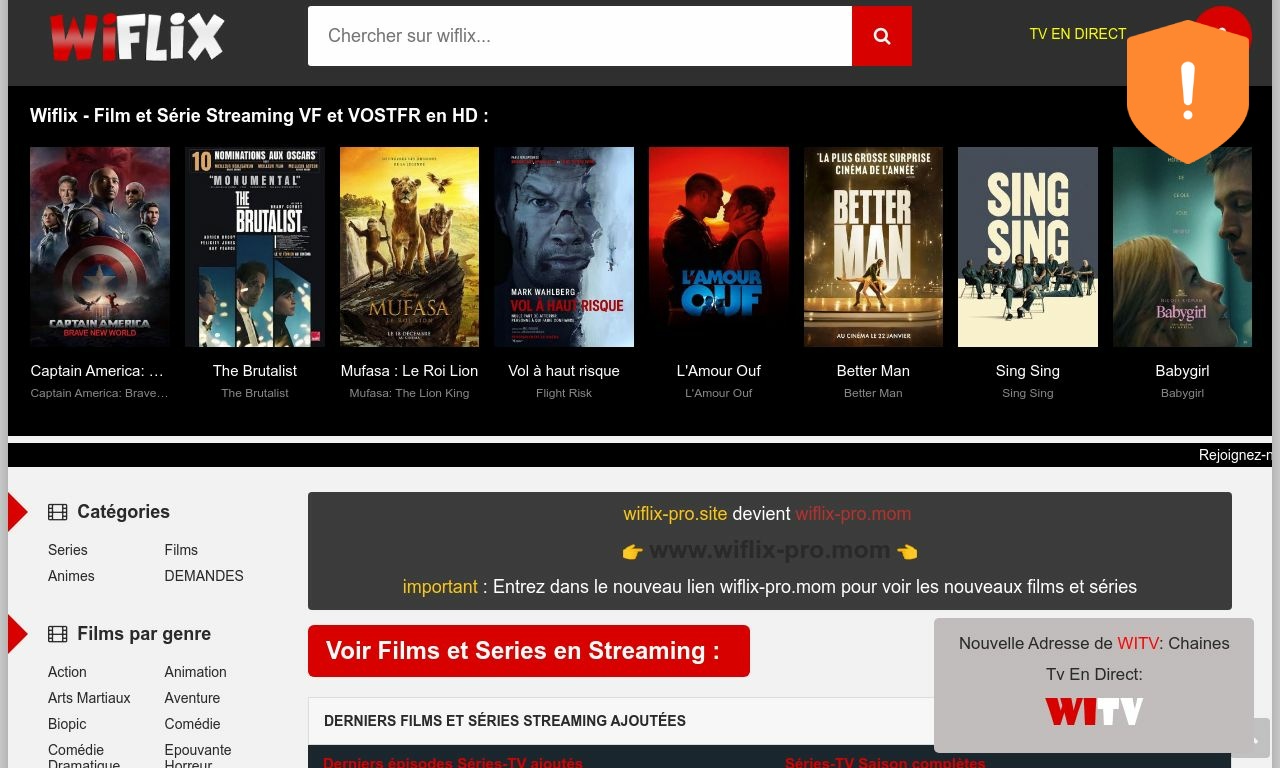 Avis Wiflix-pro.mom | Indice de confiance faible : 27 %