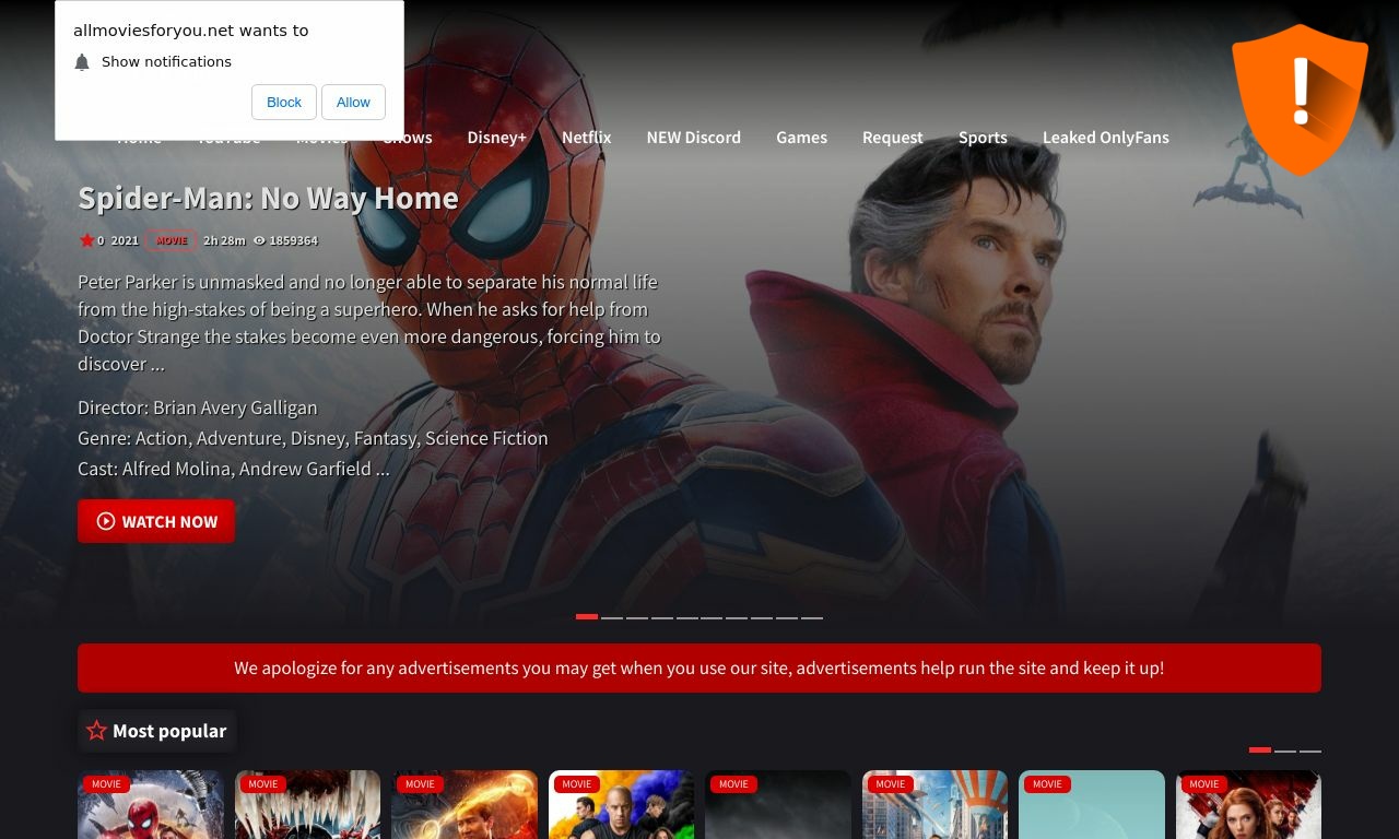 Avis Allmoviesforyou Indice de confiance faible : 25 %
